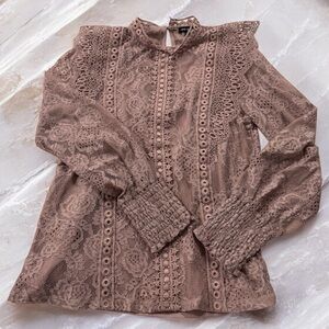 Cable & Gage Blush Lace Blouse
